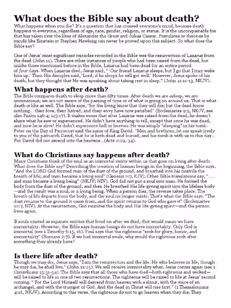 Understanding Death: A Biblical Perspective Understanding Death: A Biblical Perspective