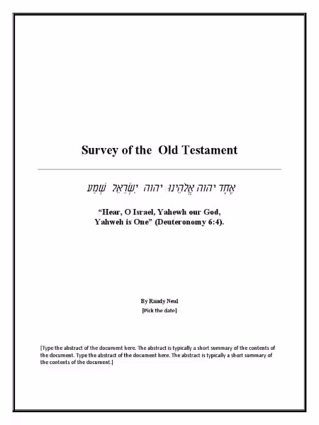 A Journey Through the Religious Landscape of the Old Testament