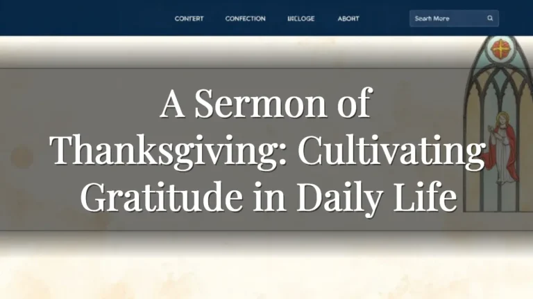 A Sermon of Thanksgiving: Cultivating Gratitude in Daily Life