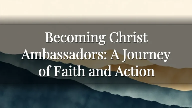Becoming Christ Ambassadors: A Journey of Faith and Action