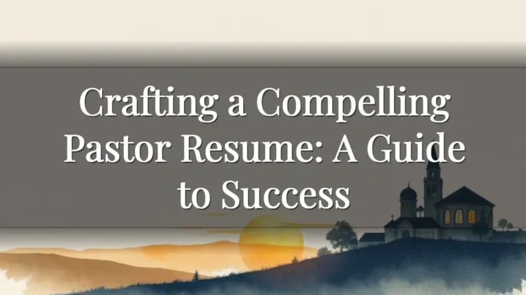 Crafting a Compelling Pastor Resume: A Guide to Success