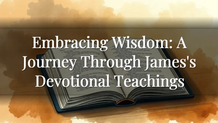 Embracing Wisdom: A Journey Through James's Devotional Teachings Embracing Wisdom: A Journey Through James's Devotional Teachings