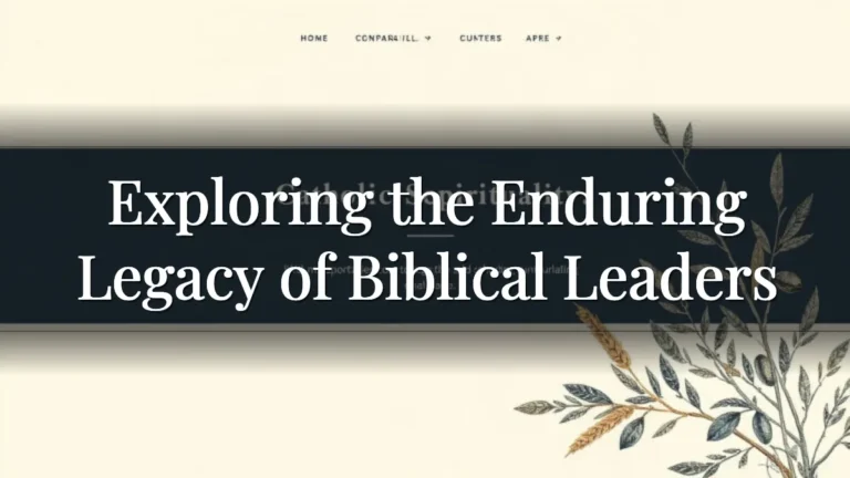 Exploring the Enduring Legacy of Biblical Leaders Exploring the Enduring Legacy of Biblical Leaders