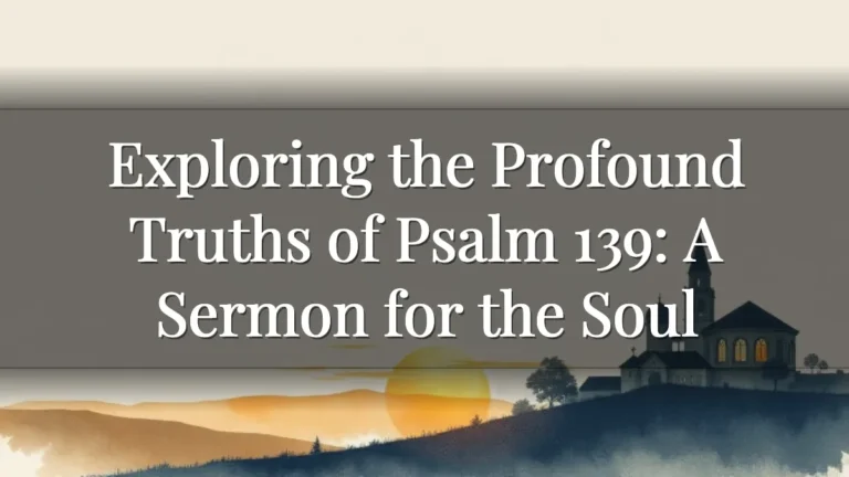 Exploring the Profound Truths of Psalm 139: A Sermon for the Soul