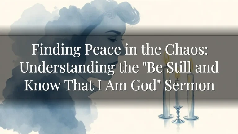 Finding Peace in the Chaos: Understanding the "Be Still and Know That I Am God" Sermon