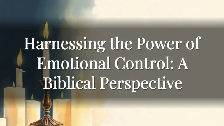 Harnessing the Power of Emotional Control: A Biblical Perspective Harnessing the Power of Emotional Control: A Biblical Perspective