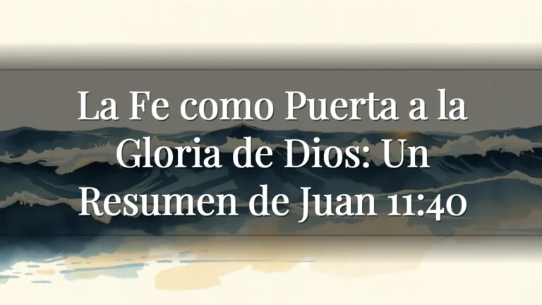 La Fe como Puerta a la Gloria de Dios: Un Resumen de Juan 11:40 La Fe como Puerta a la Gloria de Dios: Un Resumen de Juan 11:40