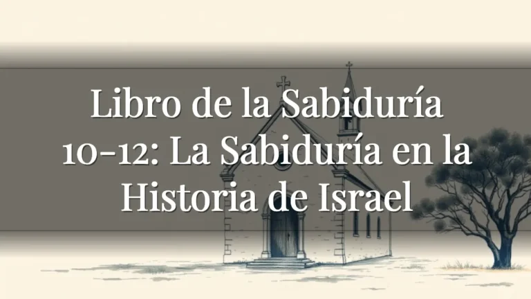 Libro de la Sabiduría 10-12: La Sabiduría en la Historia de Israel Libro de la Sabiduría 10-12: La Sabiduría en la Historia de Israel
