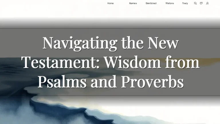 Navigating the New Testament: Wisdom from Psalms and Proverbs