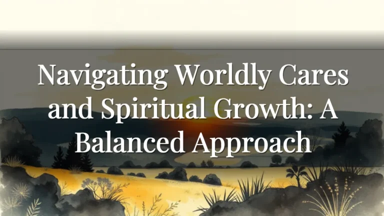 Navigating Worldly Cares and Spiritual Growth: A Balanced Approach Navigating Worldly Cares and Spiritual Growth: A Balanced Approach