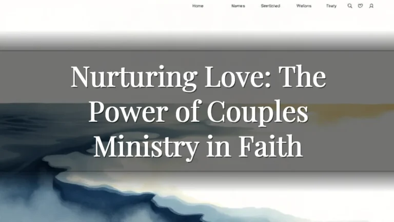 Nurturing Love: The Power of Couples Ministry in Faith