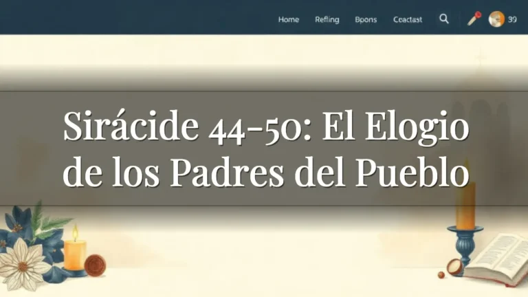 Sirácide 44-50: El Elogio de los Padres del Pueblo Sirácide 44-50: El Elogio de los Padres del Pueblo