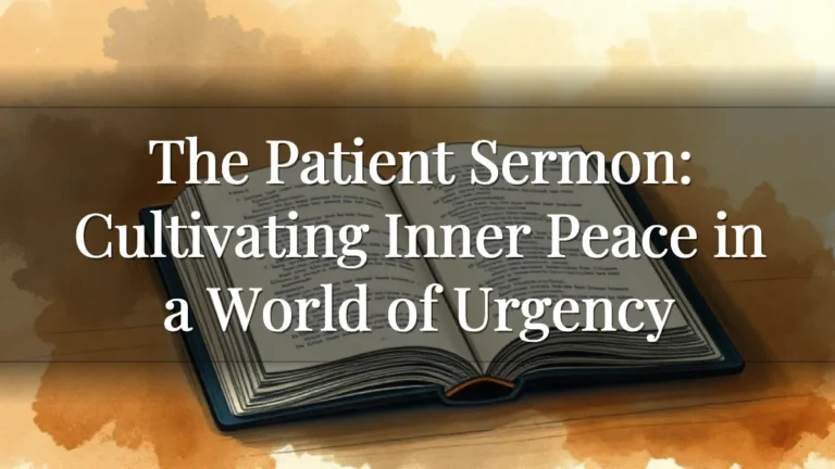 The Patient Sermon:  Cultivating Inner Peace in a World of Urgency