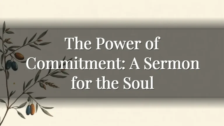 The Power of Commitment: A Sermon for the Soul
