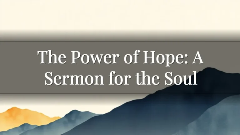 The Power of Hope: A Sermon for the Soul