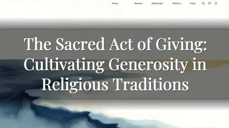 The Sacred Act of Giving: Cultivating Generosity in Religious Traditions The Sacred Act of Giving: Cultivating Generosity in Religious Traditions