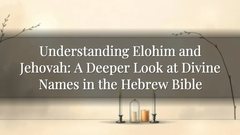 Understanding Elohim and Jehovah: A Deeper Look at Divine Names in the Hebrew Bible