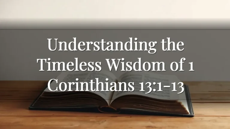 Understanding the Timeless Wisdom of 1 Corinthians 13:1-13 Understanding the Timeless Wisdom of 1 Corinthians 13:1-13