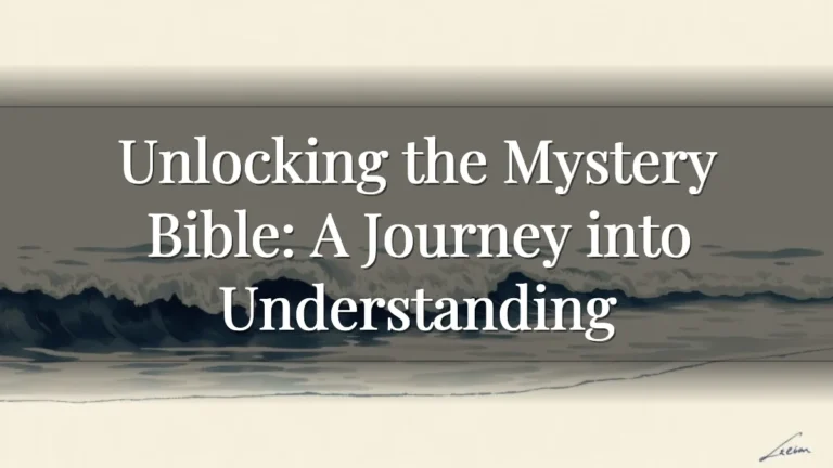 Unlocking the Mystery Bible: A Journey into Understanding