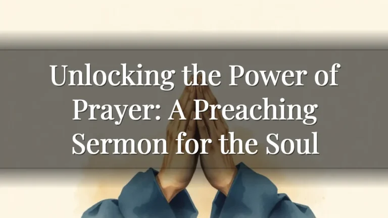 Unlocking the Power of Prayer: A Preaching Sermon for the Soul