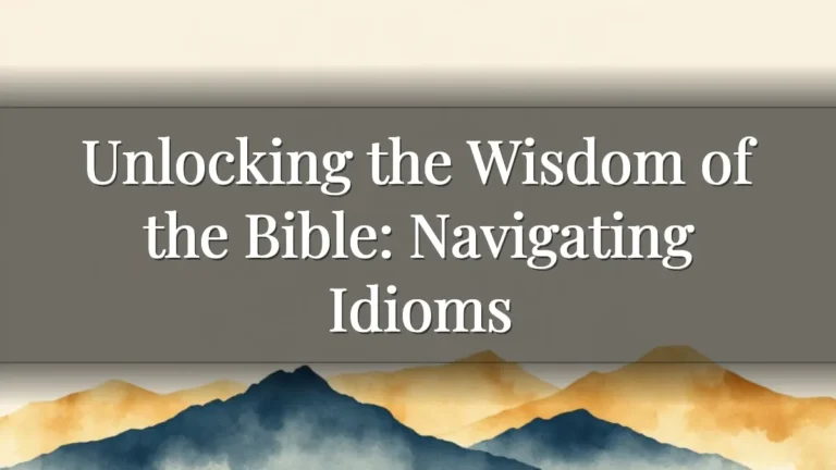 Unlocking the Wisdom of the Bible: Navigating Idioms Unlocking the Wisdom of the Bible: Navigating Idioms