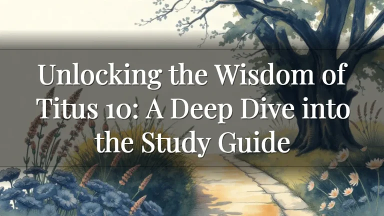 Unlocking the Wisdom of Titus 10: A Deep Dive into the Study Guide
