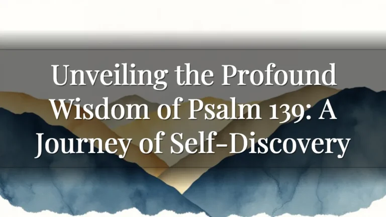 Unveiling the Profound Wisdom of Psalm 139: A Journey of Self-Discovery