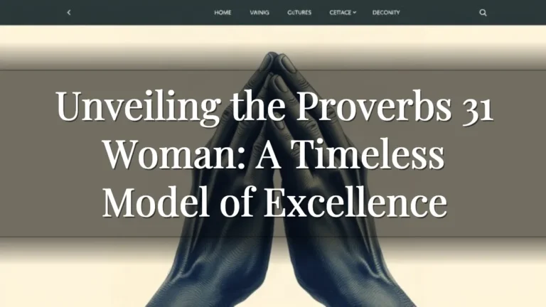 Unveiling the Proverbs 31 Woman: A Timeless Model of Excellence Unveiling the Proverbs 31 Woman: A Timeless Model of Excellence