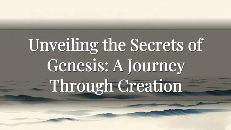 Unveiling the Secrets of Genesis: A Journey Through Creation Unveiling the Secrets of Genesis: A Journey Through Creation