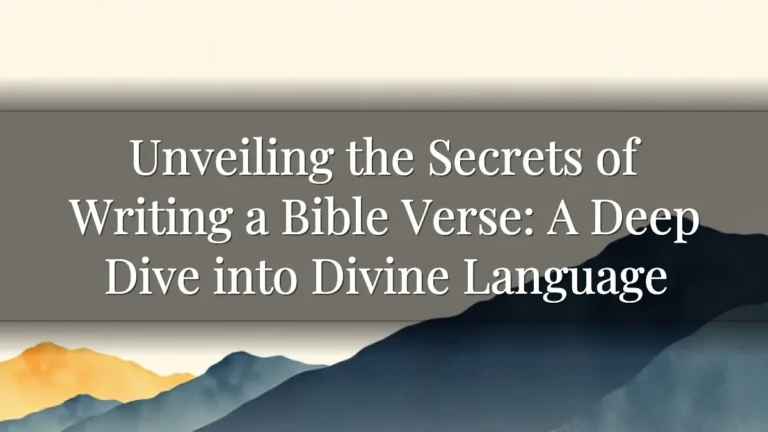 Unveiling the Secrets of Writing a Bible Verse: A Deep Dive into Divine Language