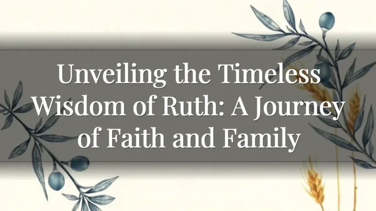 Unveiling the Timeless Wisdom of Ruth: A Journey of Faith and Family