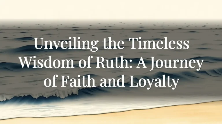Unveiling the Timeless Wisdom of Ruth: A Journey of Faith and Loyalty